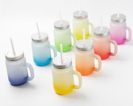 Frosted Mason Jar with Handle