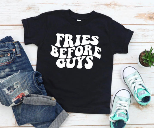 Toddler Girls Fries before Guys Graphic Tee