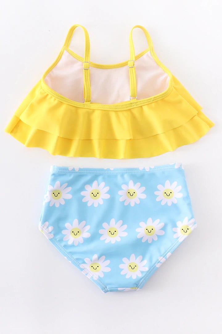 Girls Yellow Daisy Swim Suit