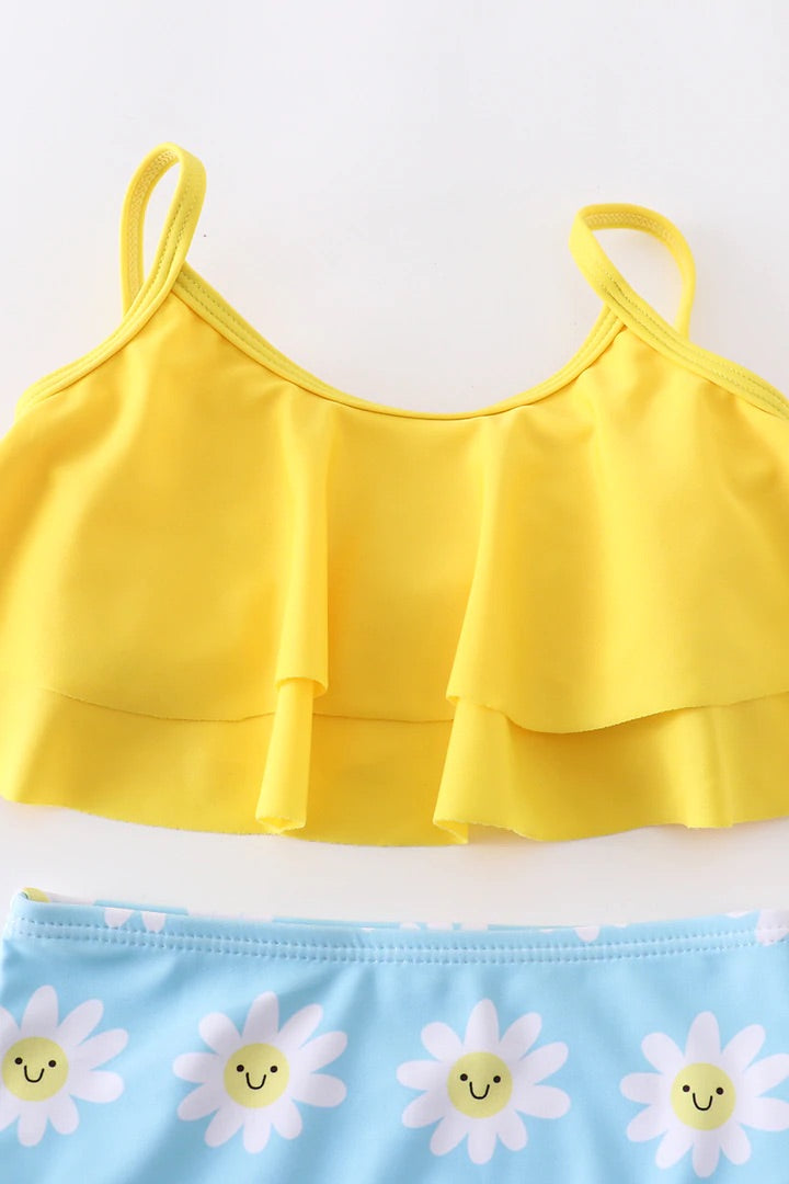 Girls Yellow Daisy Swim Suit