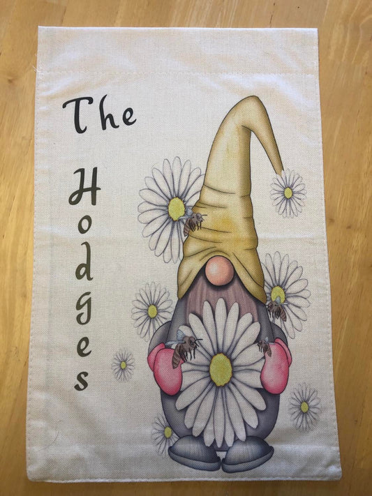 Personalized Spring Gnome Garden Flag