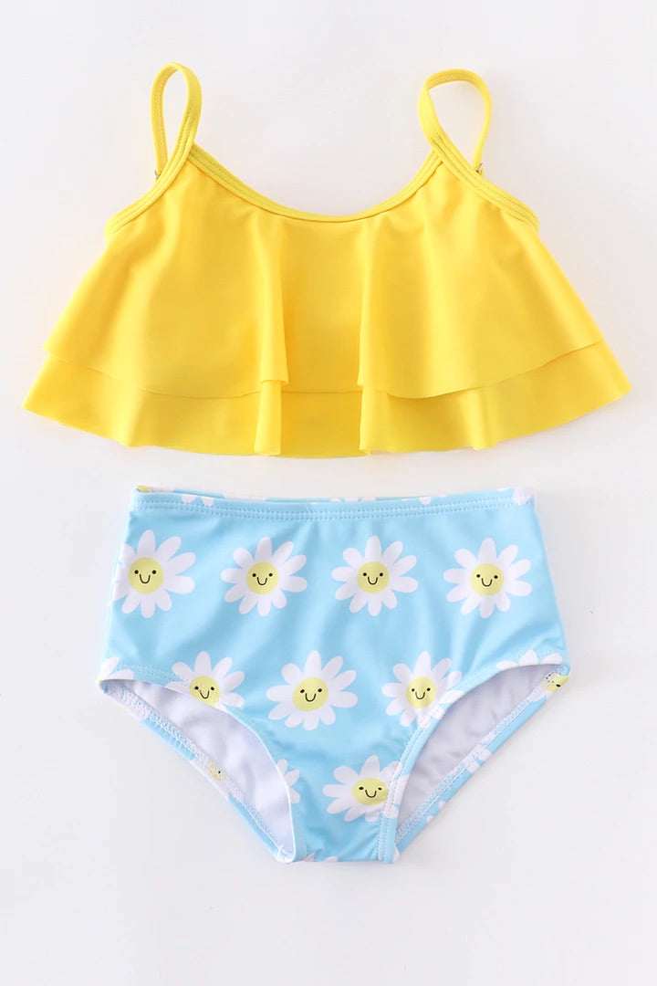 Girls Yellow Daisy Swim Suit