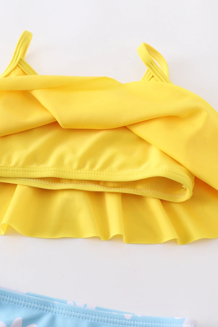 Girls Yellow Daisy Swim Suit