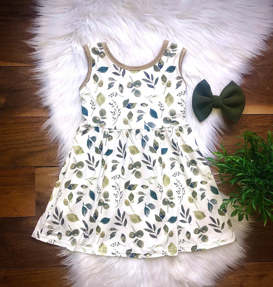 Girl's Leafy Back Bow Dress