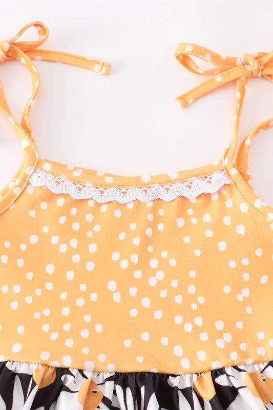 Children's Mustard Daisy Ruffle Dress