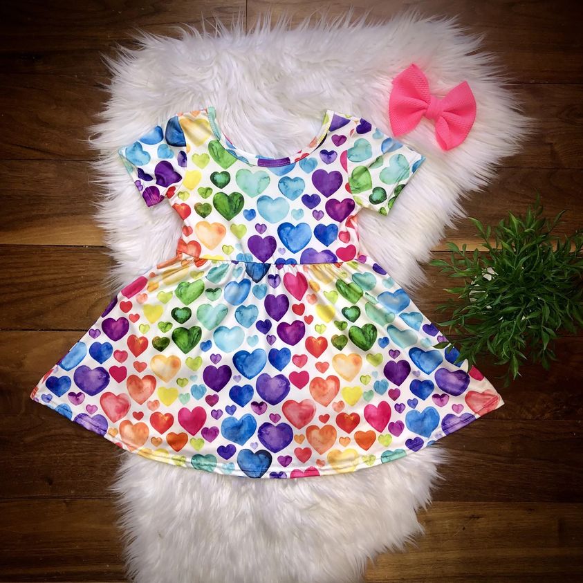 Girls Watercolor Heart Dress