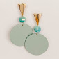 Triangle Post Stud Circle Mint Earrings